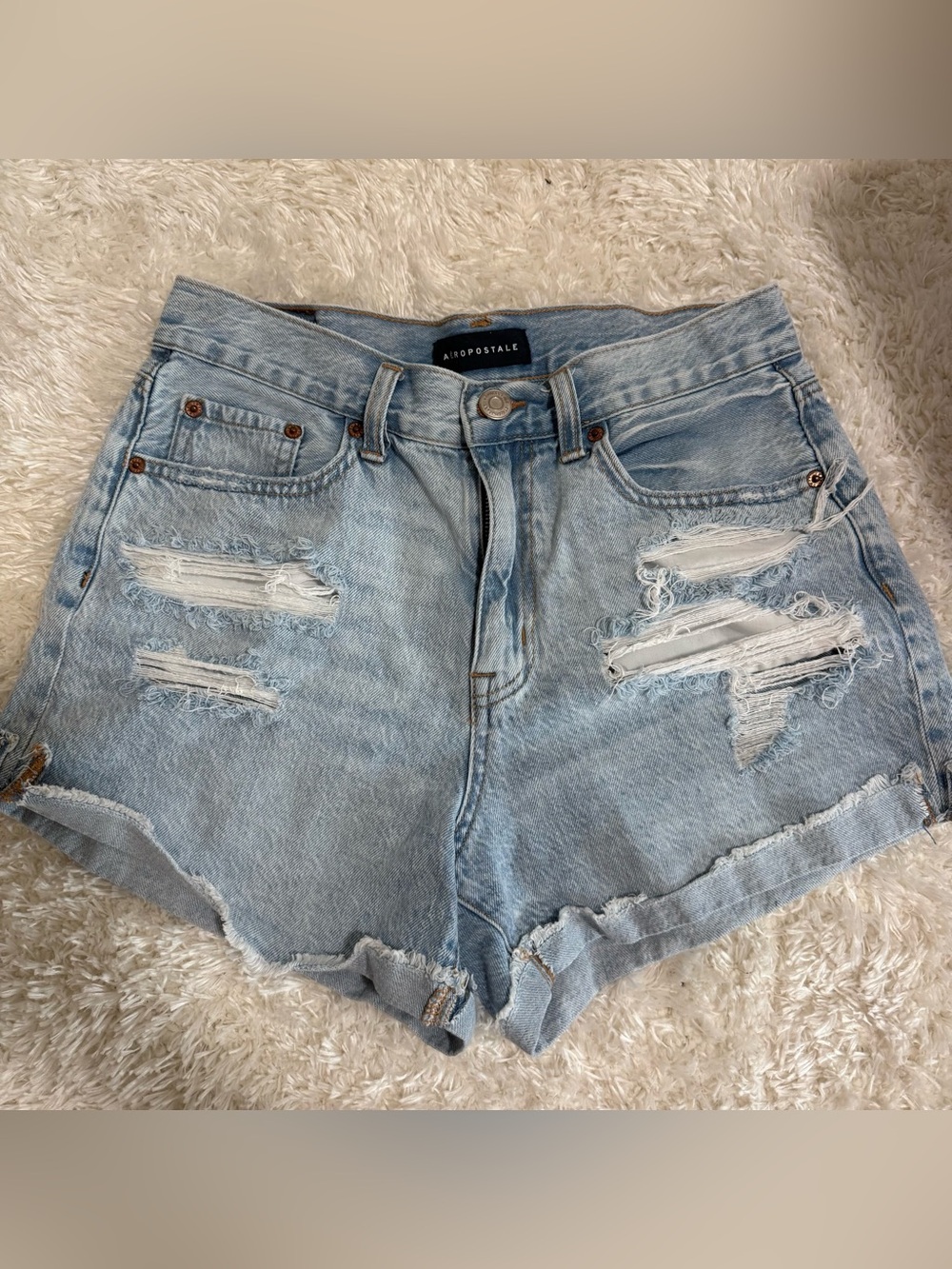 Aeropostale Light Wash Distressed Denim Shorts
